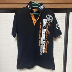 h*e様 ブラック/オレンジ ポロシャツ L