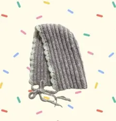 ニットボンネット　ピンク　レース　かぎ針編み　ハンドメイド