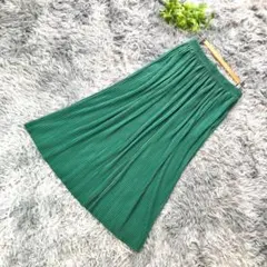 HK WORKS LONDON【M】グリーン プリーツスカート ウエストゴム 春