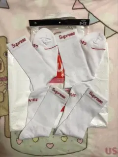 2足セット Supreme ホワイトソックス 6-12