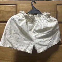 キッズ　ホワイトチェック柄ハーフパンツ130センチ