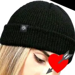 ●ニット帽　レディース　黒　ストリート　韓国　アメカジ　浅め　ゴルフ　メンズ