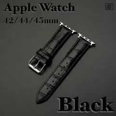 【ブラック】Apple Watch 本革レザーバンド 42/44/45mm