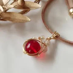ペンダントトップ＊チェリーアンバーとルチルのハーモニー