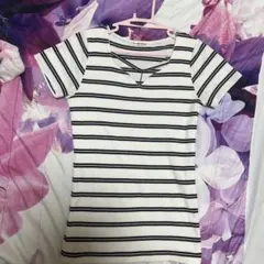 DAISY MERRY ボーダー 半袖 Tシャツ クロスネックのサムネイル