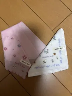 NICE CLAUP 刺繍入りハンカチ2枚セット