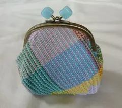 ミニポーチ　ハンドメイド　さをり織り
