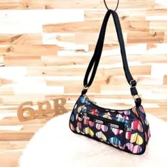 【レスポートサック】カラフル ハート ストライプ ショルダーバッグ 斜め掛け 黒