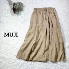 【無印良品/MUJI】リネンフレアスカート ウエストゴム　Aライン　秋コーデ