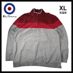 ベンシャ－マン ハーフジップ スウェット ロンT 古着 XL マルチカラーのサムネイル