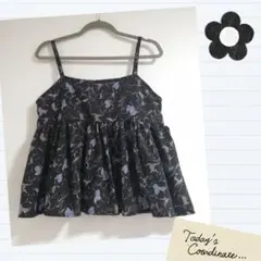 ハンドメイド　コットンリネンのキャミソール　ビスチェ　フリーサイズ