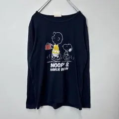 PEANUTS ロングTシャツ　カットソー　Lサイズ　ネイビー　スヌーピー