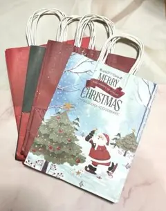クリスマス紙袋 12個セット 無地 ギフトバッグ 手提げ