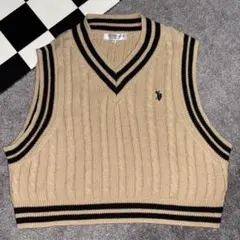 U.S. POLO ASSN. ニットベスト F ベージュ