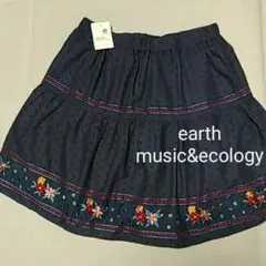 earth music&ecology  刺繍スカート ネイビー 新品