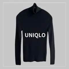 【UNIQLO】リブタートルネック ニット 毛100% 黒 M