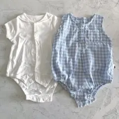 ambermimiギンガムチェックロンパース/セーラーロンパースセット