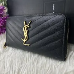 極美品 YSL イブサンローラン ブラック キルティング 長財布