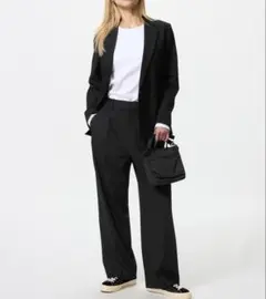 【着用3回美品】UNIQLO タックワイドパンツ S ブラック