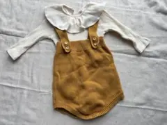 袖フリルロンパース　ニット　ロンパース　オーバーオール　66㎝　美品　セット