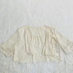 シフォン 五分袖カーディガン クリーム色