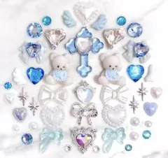 ネイルパーツ ネイル デコパーツ くま ブルー キラキラ リボン ストーン 23