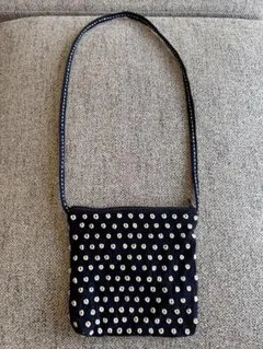 【新品】ハンドメイド ネイビー ドット柄 サコッシュ