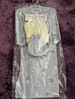 mamaraku 水色　セパレートゆかた 110cm 巾着　帯付き