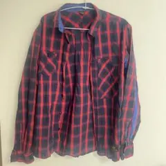 LUKER by neighborhood 赤と青のチェック柄 長袖ネルシャツ
