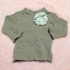 レースのお花とパールが可愛い  カットソー ロンT 70㌢