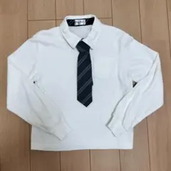 ホワイト長袖シャツ ネクタイ付き 130cm