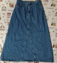 無印良品木の実から作ったカポック混　デニムAラインスカート XXL