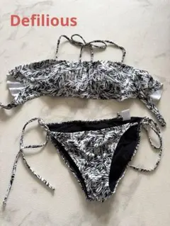 rienda♡モノクロフラワービスチェバンドゥカップビキニ rienda - rienda♡モノクロフラワービスチェバンドゥカップビキニの