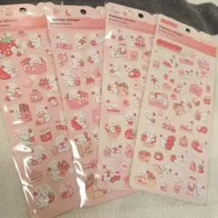 ☆いちごとうさぎのバブルステッカー4枚セット☆