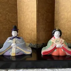 京の人形工房　豪勝　室町びな 雛人形 陶器製 屏風・台座付のサムネイル
