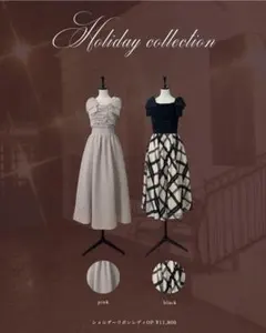 ショルダーリボンレディワンピース ブラック アンミール