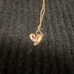 ハート型シルバーネックレス ピンクストーン付き