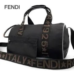 極美品 フェンディ 2way ボストンバッグ 大容量 ズッカ ナイロン ブラック FENDI - オールド フェンディ ボストンバッグ ズッカ柄 FFロゴ