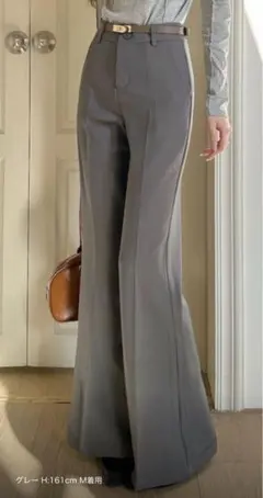 Ada.きれいめ ハイウエスト センタープレス フレアスラックス
