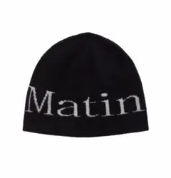 韓国 Matin Kim ロゴ ニットビーニー ブラック 男女兼用