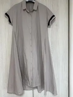 半袖 シャツワンピース ベージュ