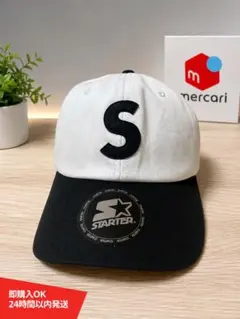 美品✨STARTER ベースボールキャップ Sロゴ ホワイト ブラックのサムネイル
