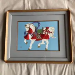 ちぎり絵　馬　木製額縁付き　ハンドメイド
