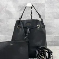 フルラ レザー 2WAY ショルダーバッグ ステイシー ロゴ金具 ブラック