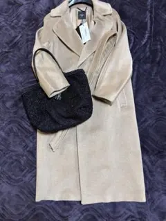 マックスマーラ アルパカ モヘア混ガウンコート キャメル