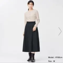 GU タフタフレアミディスカート　黒　S