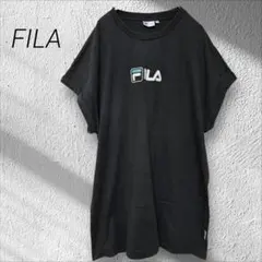 FILA/フィラ☆Tシャツ　刺繍ロゴ　ブラック　黒　ゆるだぼ　Lサイズ