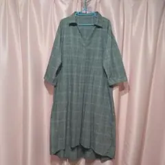 rps チェック ８分袖ワンピース M