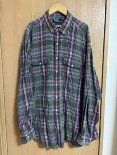 ポロ　ラルフローレン　チェック　コットン　ネルシャツ　XL