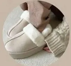 りんこい様専用起毛サボ　ファーサンダル　薄橙色　ホワイト　Lサイズ